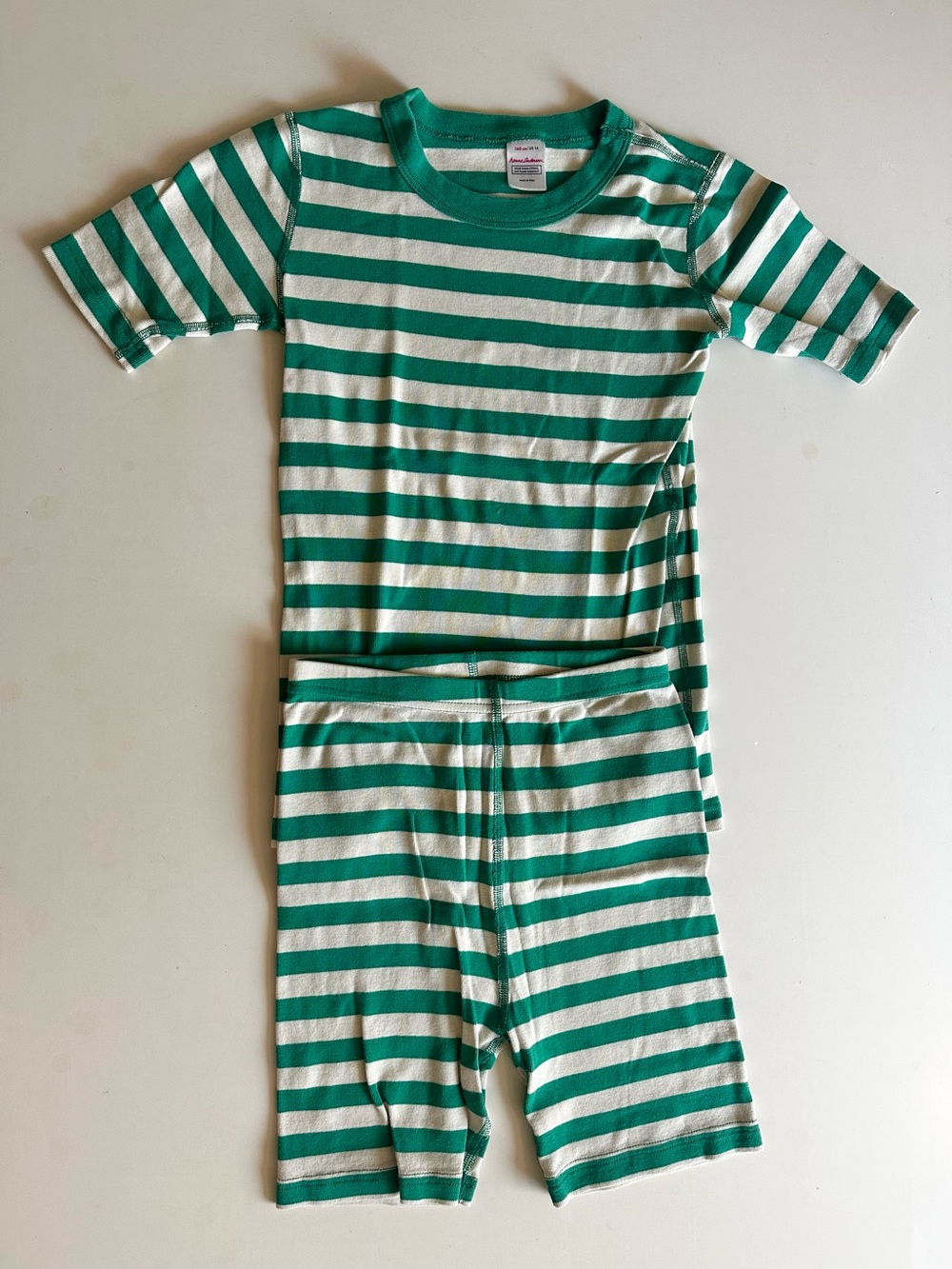 Hanna Andersson Green & White Striped Kids Pajama Set